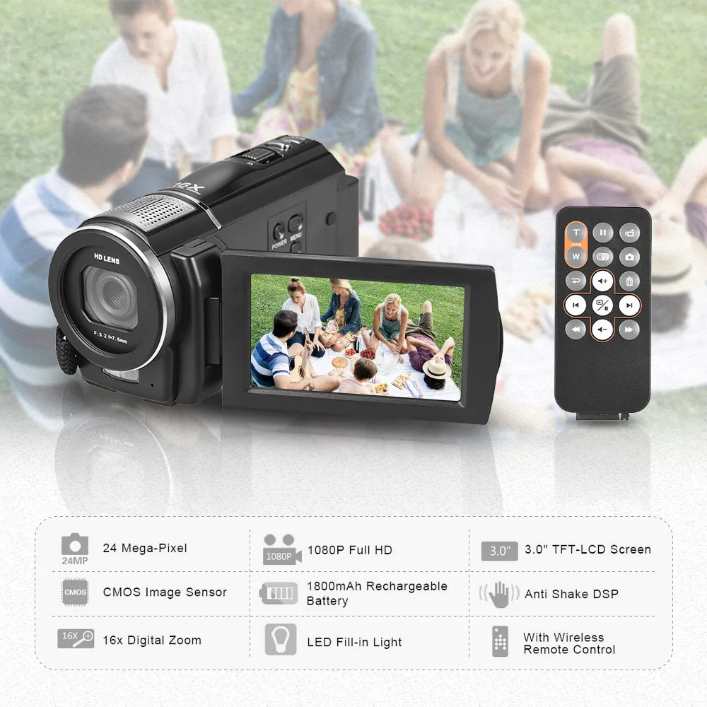 Andoer HDV F5 24MP 16X цифровой зум 3 0 дюймов ЖК сенсорный экран 1080P Цифровая видеокамера DV
