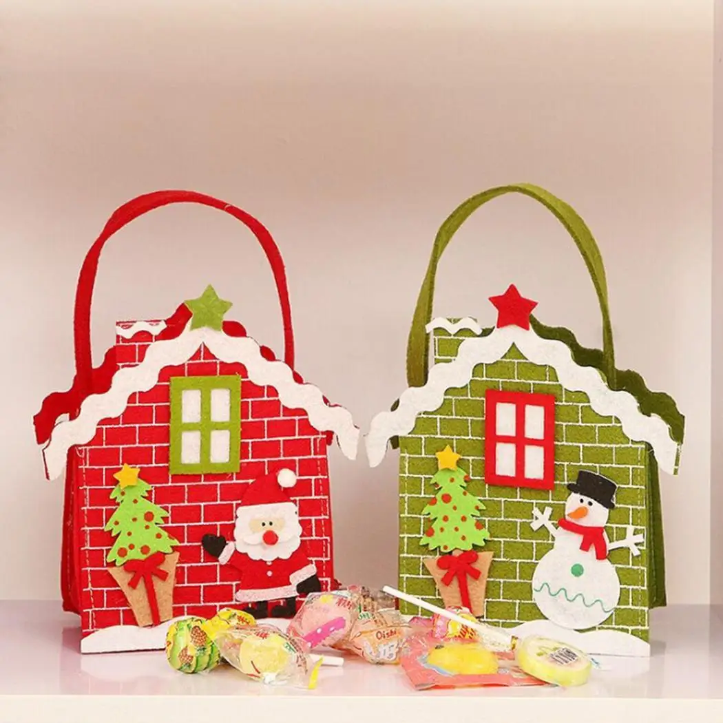Подарочная сумка с рисунком снеговика и рождественскими конфетами Простая в