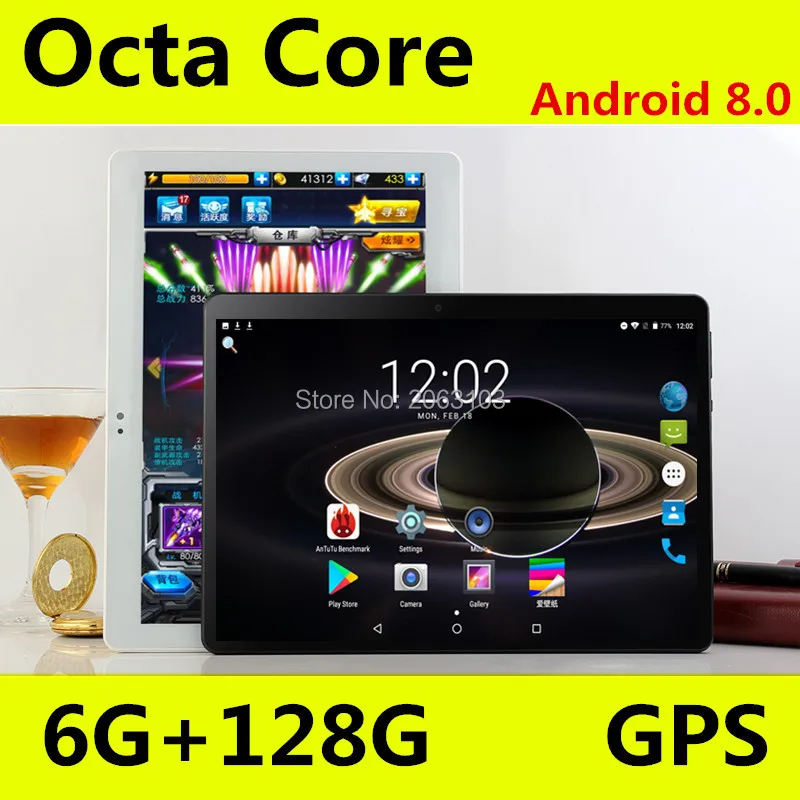 IPS планшет Octa core 10 дюймов 6 ГБ ОЗУ 128 Гб ПЗУ 2 в 1 с телефоном Full HD ПК Google Play Android 8 0 Nougat |