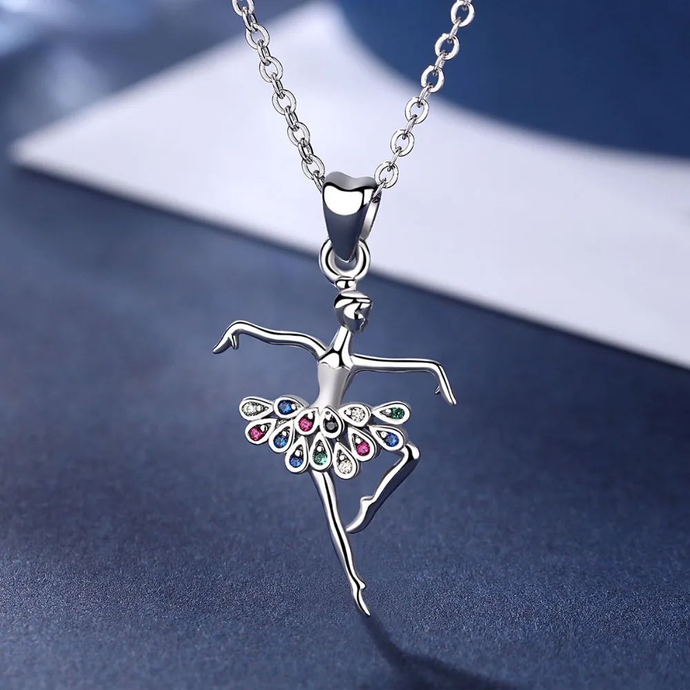 Ожерелье с подвеской в виде танцующей девушки из серебра 925 пробы | Украшения и