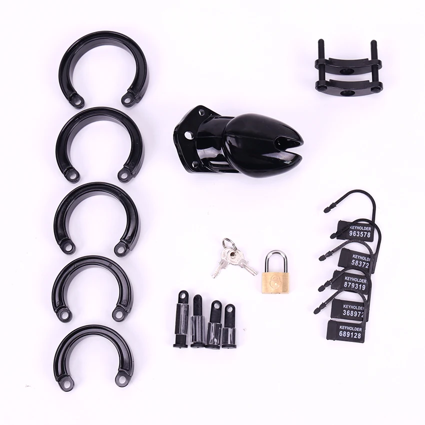 Мужская силиконовая клетка для управления устройством с 5 кольцами Целомудрие