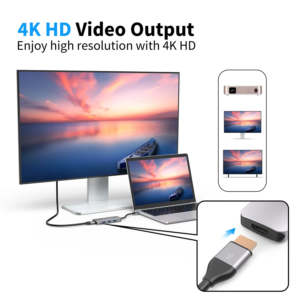 Многофункциональный хаб dodocool 7 в 1 для MacBook Pro и других моделей с 4K HD выходом SD/TF PD