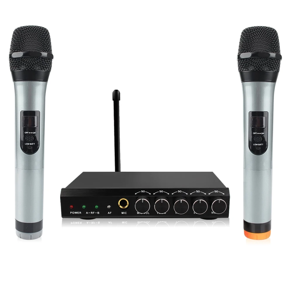 

NEW ARCHEER Wireless bluetooth Microphone System VHF Dual Channels Handheld Microphone Systems Mini Portable Singing Mixer