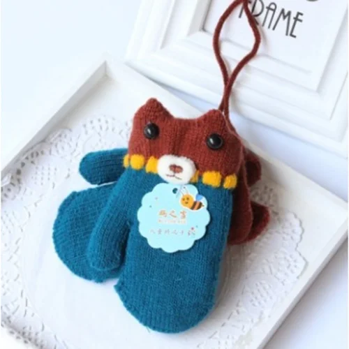 2018 Winter Warm Child Kids Baby Girl Boy Thick Fur Knit Gloves Neck String Mittens Lovely Cartoon Animal | Детская одежда и обувь