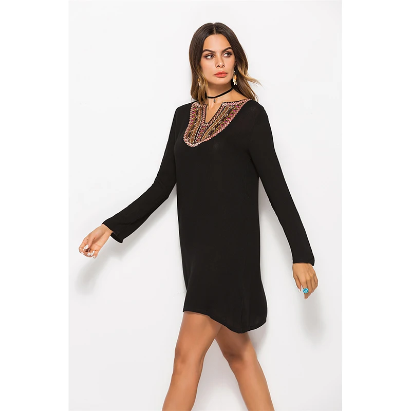 Винтаж Для женщин летнее платье с длинным рукавом Лето Boho чешские Пляжное Платье