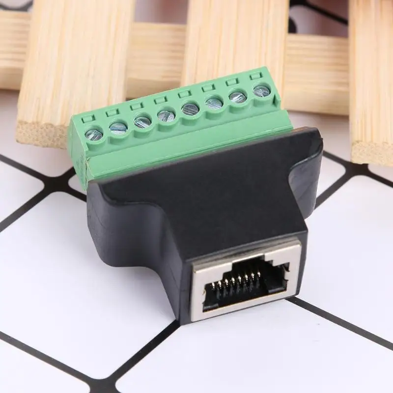 RJ45 гнездо к винтовой клемме 8 контактный разъем Ethernet кабель адаптер для системы