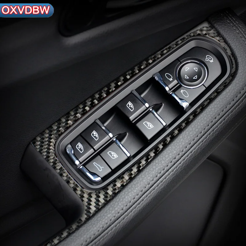 

Аксессуары для porsche macan, украшение салона автомобиля из углеродного волокна, стеклоподъемник, переключатель, панель управления, наклейки, по...