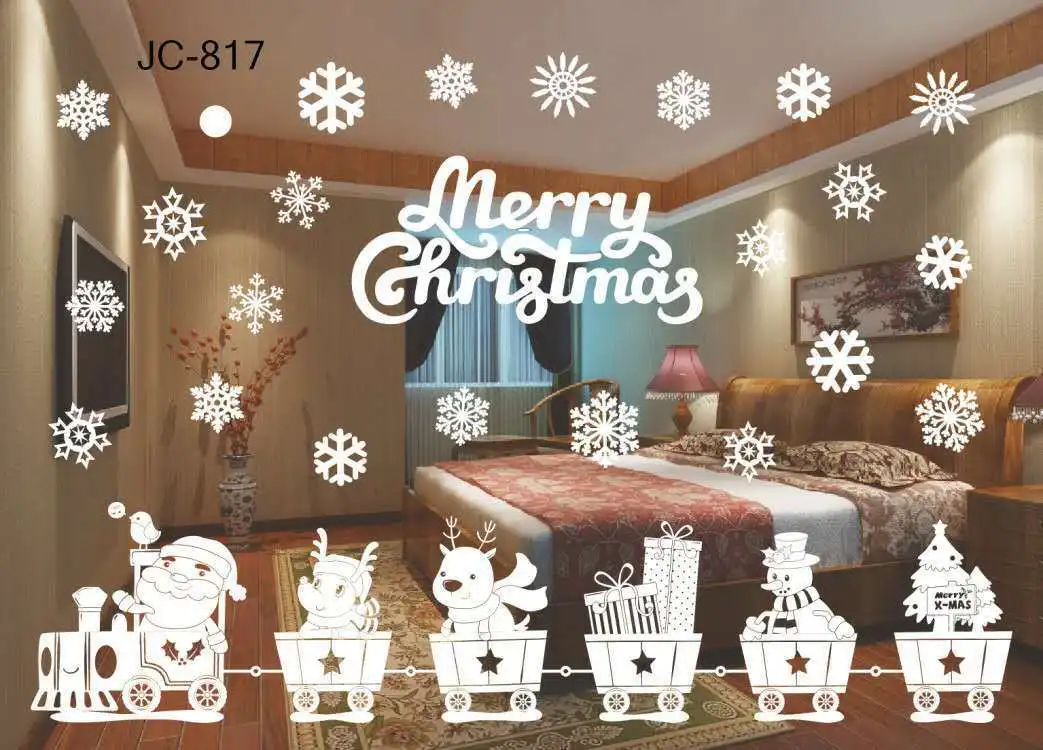 Новогодние настенные наклейки для украшения окон Xmas Creative Removable Decoracion Navidad.
