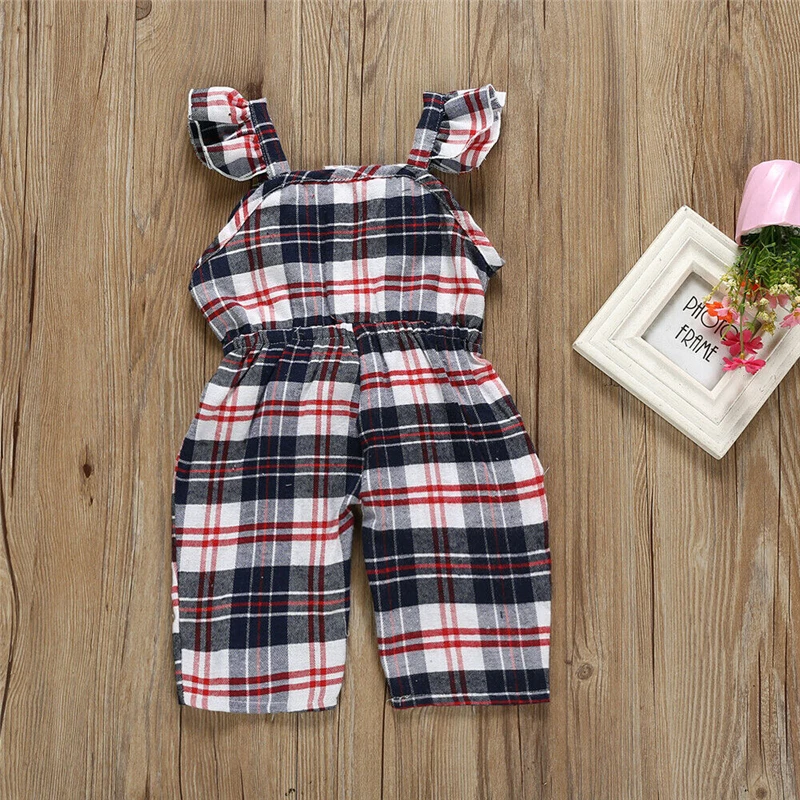 Modis/Одежда для новорожденных и маленьких девочек клетчатый комбинезон Летний без