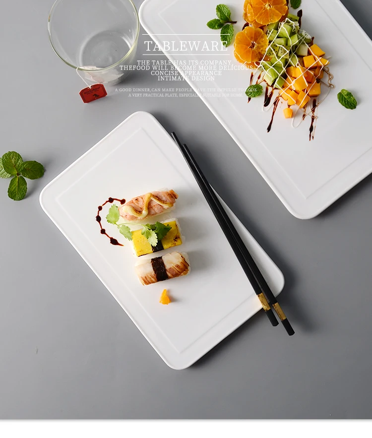 Мода Чистый белый керамический полосатый длинный Европейский стейк паста торт