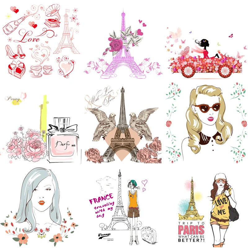 Модная женская одежда патчи с помощью утюга Аппликации цветы теплопередающие