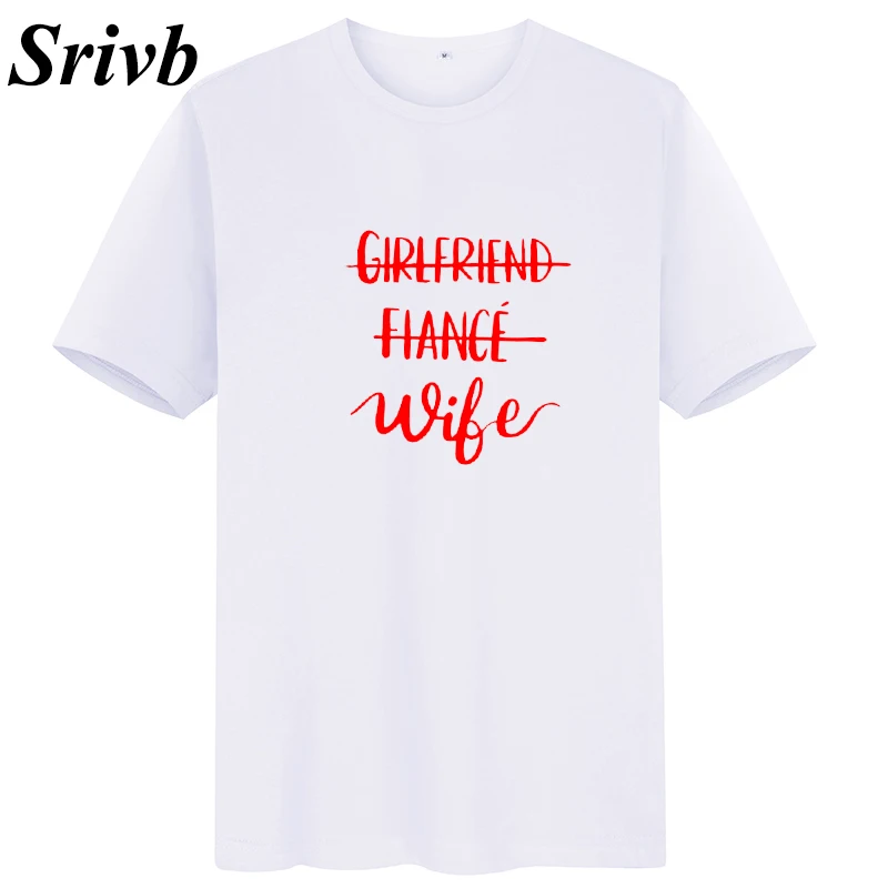 Женская футболка с надписью Srivb Girlfriend Fiance Wige летняя хлопковая коротким рукавом