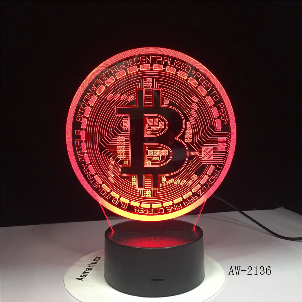Новый Биткоин 3d лампа семь цветов сенсорный светодиодный визуальный подарок