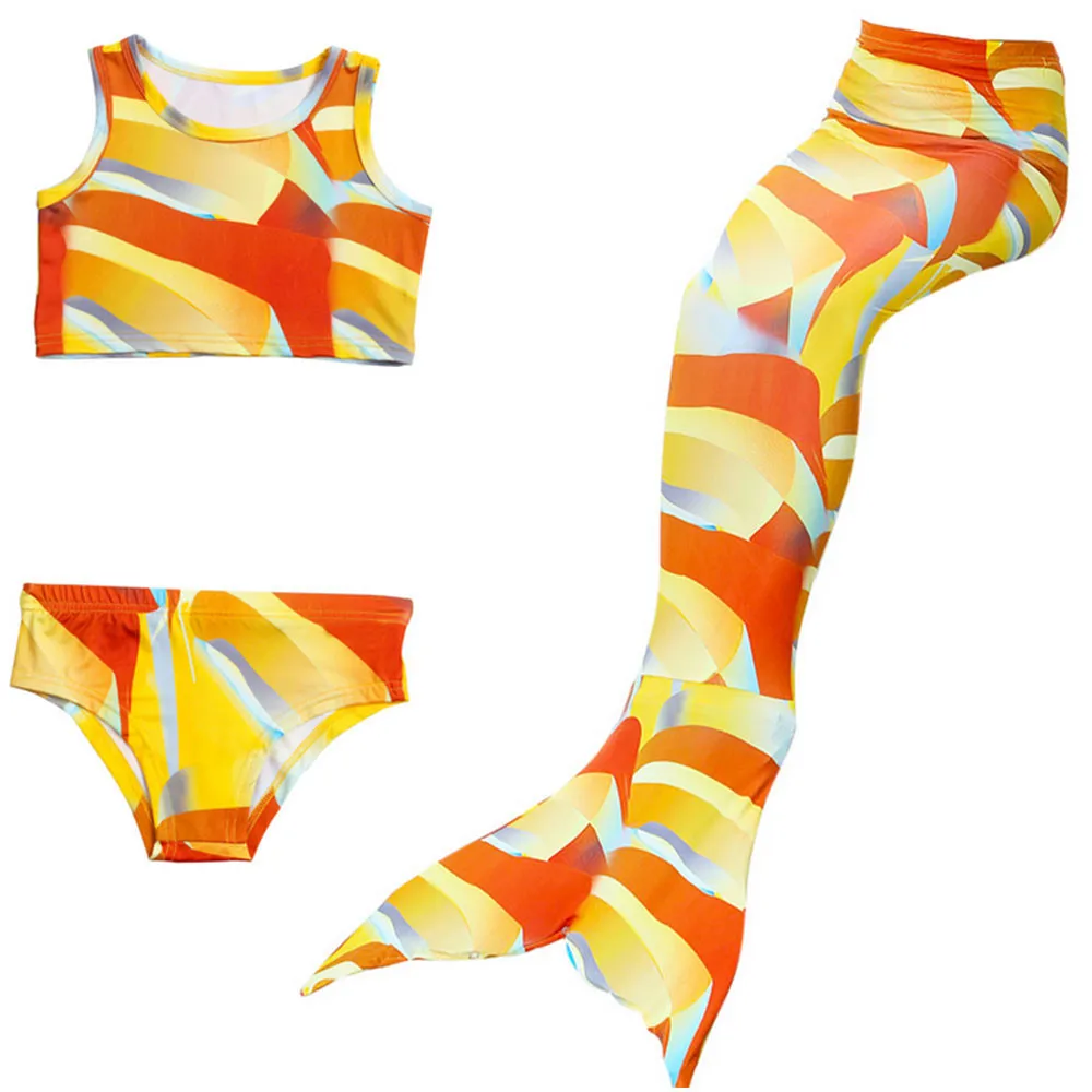 3 шт./компл. новые детские костюмы Русалочки для девочек купальный костюм с