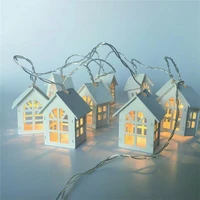 led wood house ins decorated nordic christmas small house usb charge light string wedding party home decoration string lights
