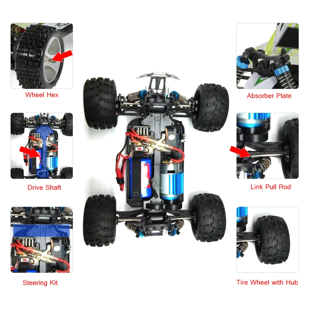 4 шт. 12 мм шестигранник из алюминиевого сплава для WLtoys A959 A949 A969 A979 K929 B 1/18