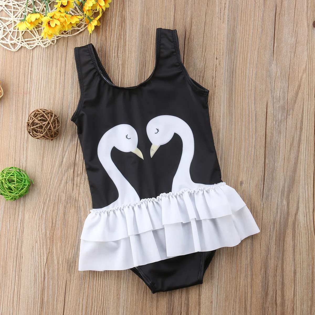 

Toddler Kids Baby Girl One-piece Swan Cartoon Swimsuit Babies Swimming Bikini Swimsuits Swimwear Bathing Suit 1-5T
