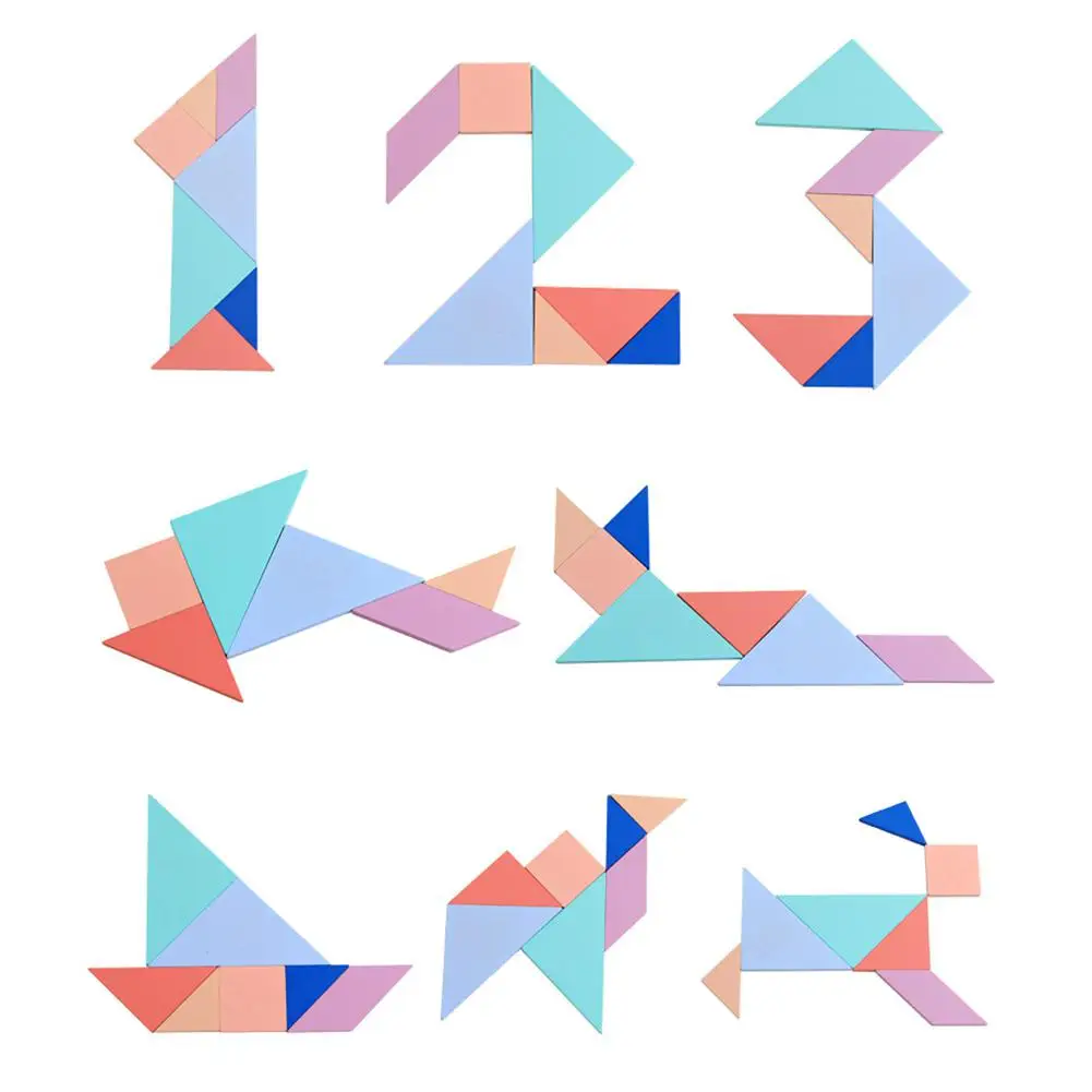 Деревянная головоломка Tangram + Tetris красочная интеллектуальная доска | Игрушки и