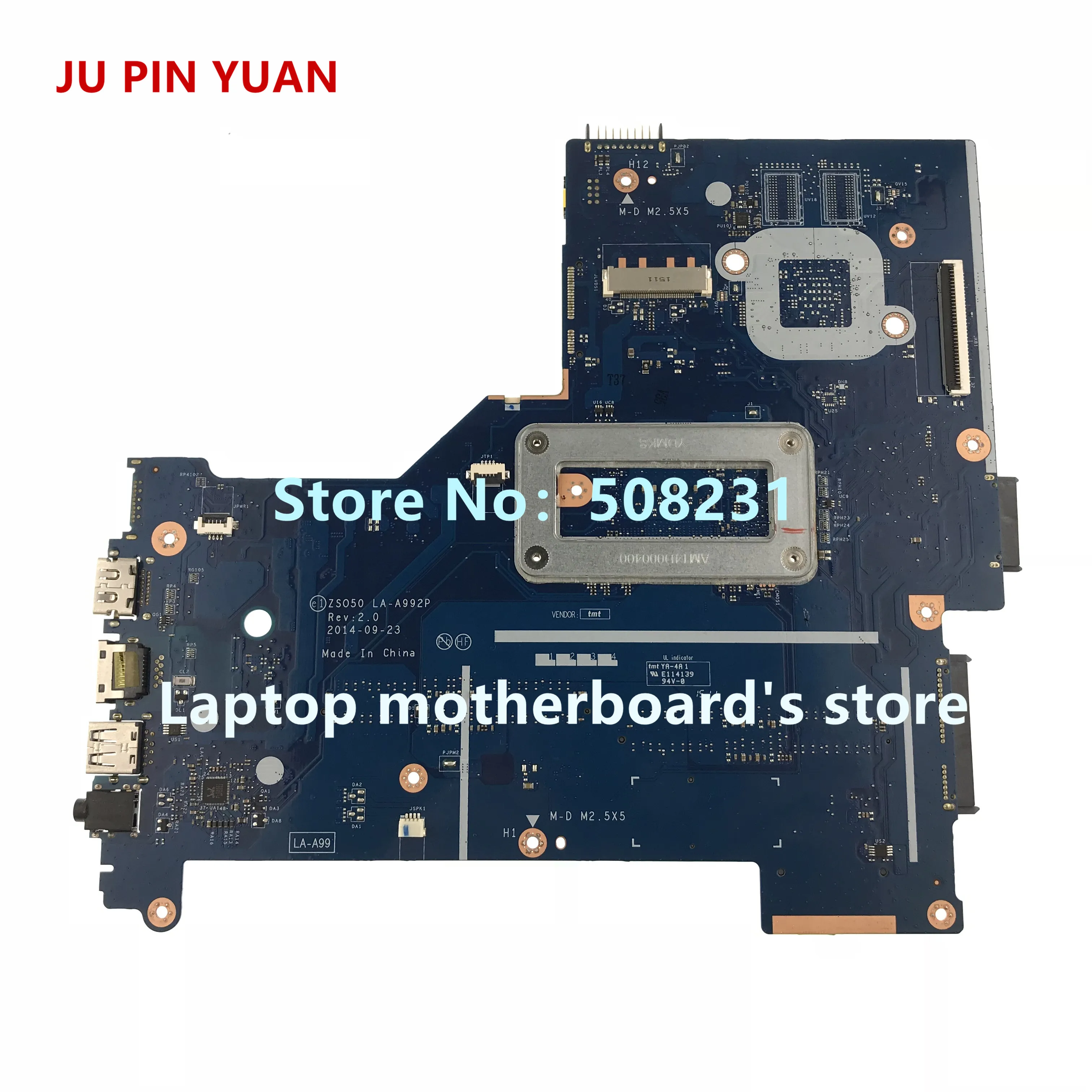 JU PIN YUAN 765444-501 765444-001 ZS050 LA-A992P   HP 15-R 15-R181NR,  i3-4005U,