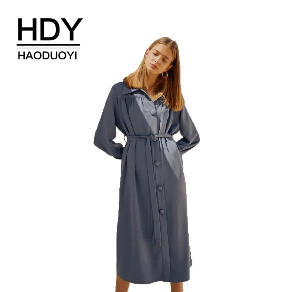 Платье HDY Haoduoyi женское простое элегантное плиссированное с поясом длинным