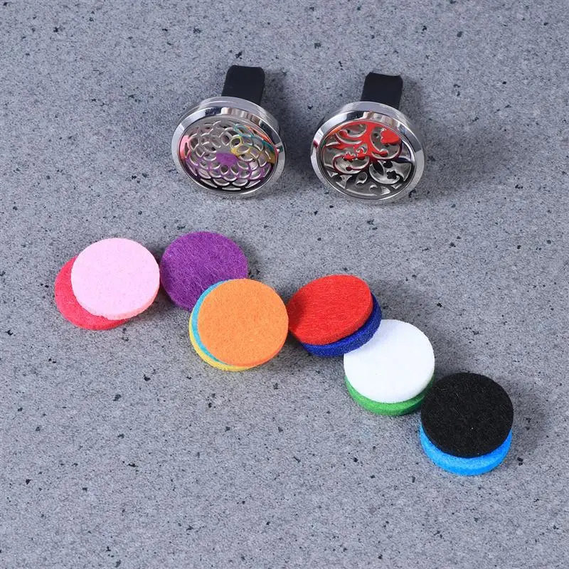 2pcs 30mm Car Essential Oil Diffuser Stainless Steel Aromatherapy Vent Clip Air Freshener Locket for with 12 Refill Pads | Автомобили и