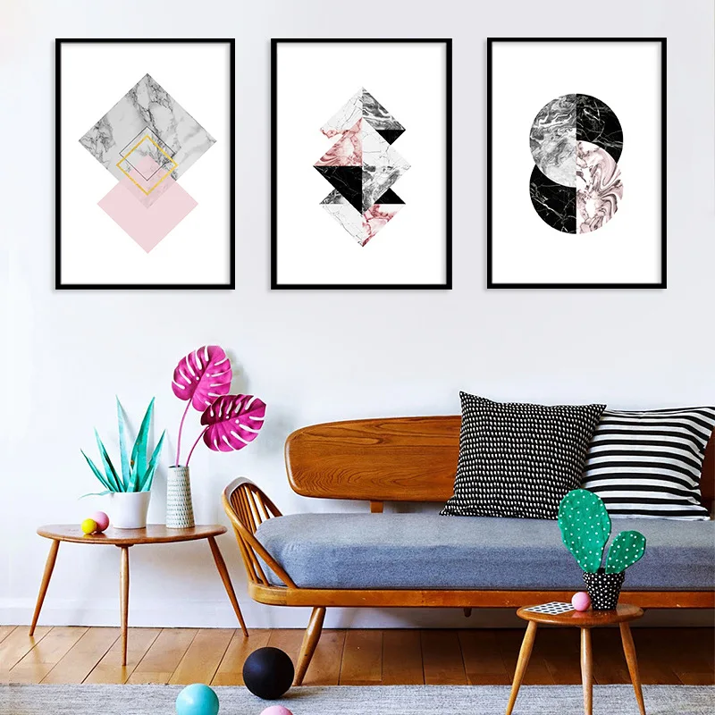 Modern Canvas Painting Art Wall Abstract Geometry Nordic Style Pictures for Living Room Home Decor | Дом и сад