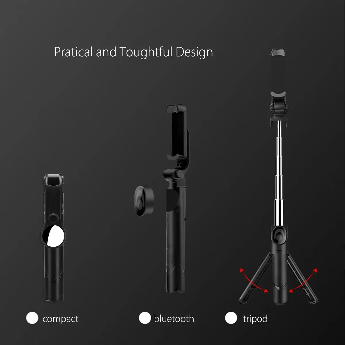 Беспроводная bluetooth селфи палка Выдвижной мини штатив универсальный для iPhone 8X7 6s