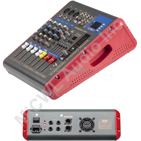 Красный, 1200 Вт, 5 каналов, караоке, сценический микшер, микшерный пульт, звуковой, голосовой процессор, беспроводной Bluetooth PMR501-AMP