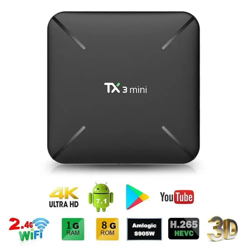 TX3 мини ТВ Box Android 7 1 Amlogic S905W Декодер каналов кабельного телевидения wi fi Media Player
