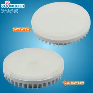Светодиодная лампочка VisWorth GX53 SMD2835, Точечный светильник ильник для кабинета и теплого и холодного белого света, 5 Вт, 7 Вт, 9 Вт, 12 Вт, 15 Вт, 18 Вт, 110 В, 220 В переменного тока