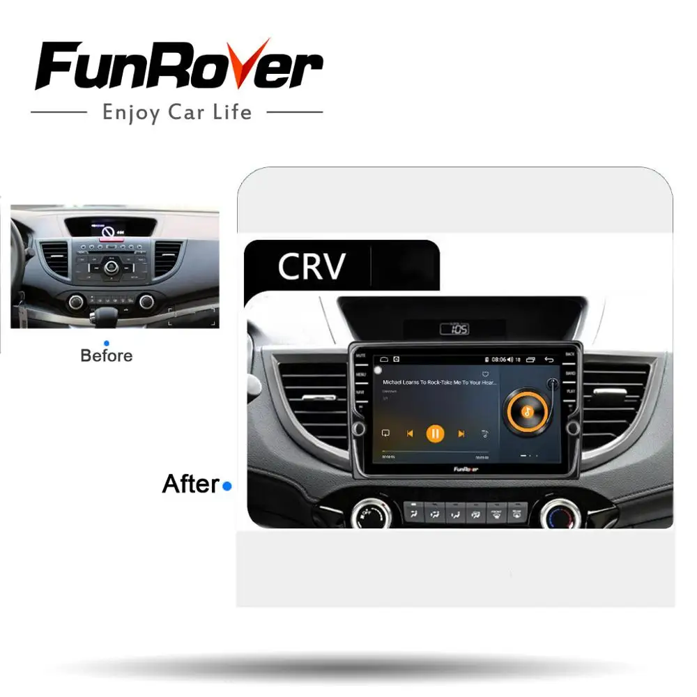 Funrover Восьмиядерный Android9.0 2din автомобильный Радио Мультимедийный dvd gps плеер для Honda CRV CR-V 2011- стерео навигация DSP 4 г ram
