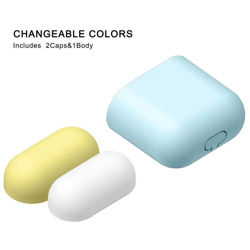 

Rondaful Fashion Double Cap Silicone Earphone Box Case for Apple Airpods Shockproof Dust-proof Soft Shell for Airpods