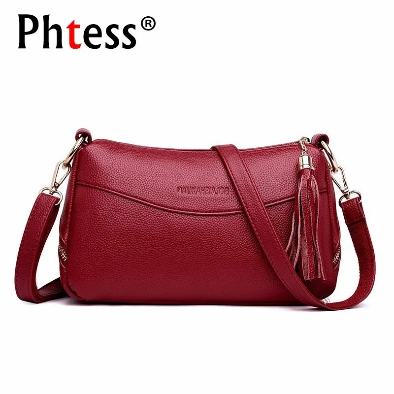 Женская кожаная сумка мессенджер винтажная через плечо с кисточками 2019|Сумки