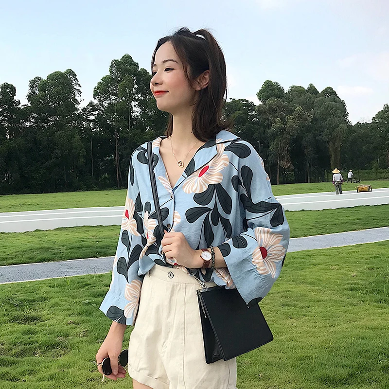 Рубашки camiseta femininaTake Корейская версия новой феи большой цветок рубашки женские