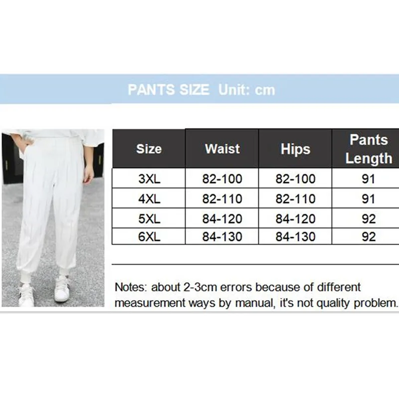 Pantalon Femme брюки Для женщин белый корейский джоггеры плюс Размеры 4XL 5XL 6XL футболки