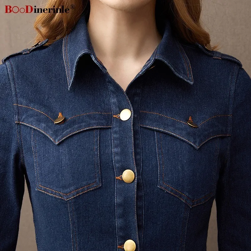 Женское винтажное джинсовое платье BOoDinerinle повседневное Ковбойское из 2021 хлопка