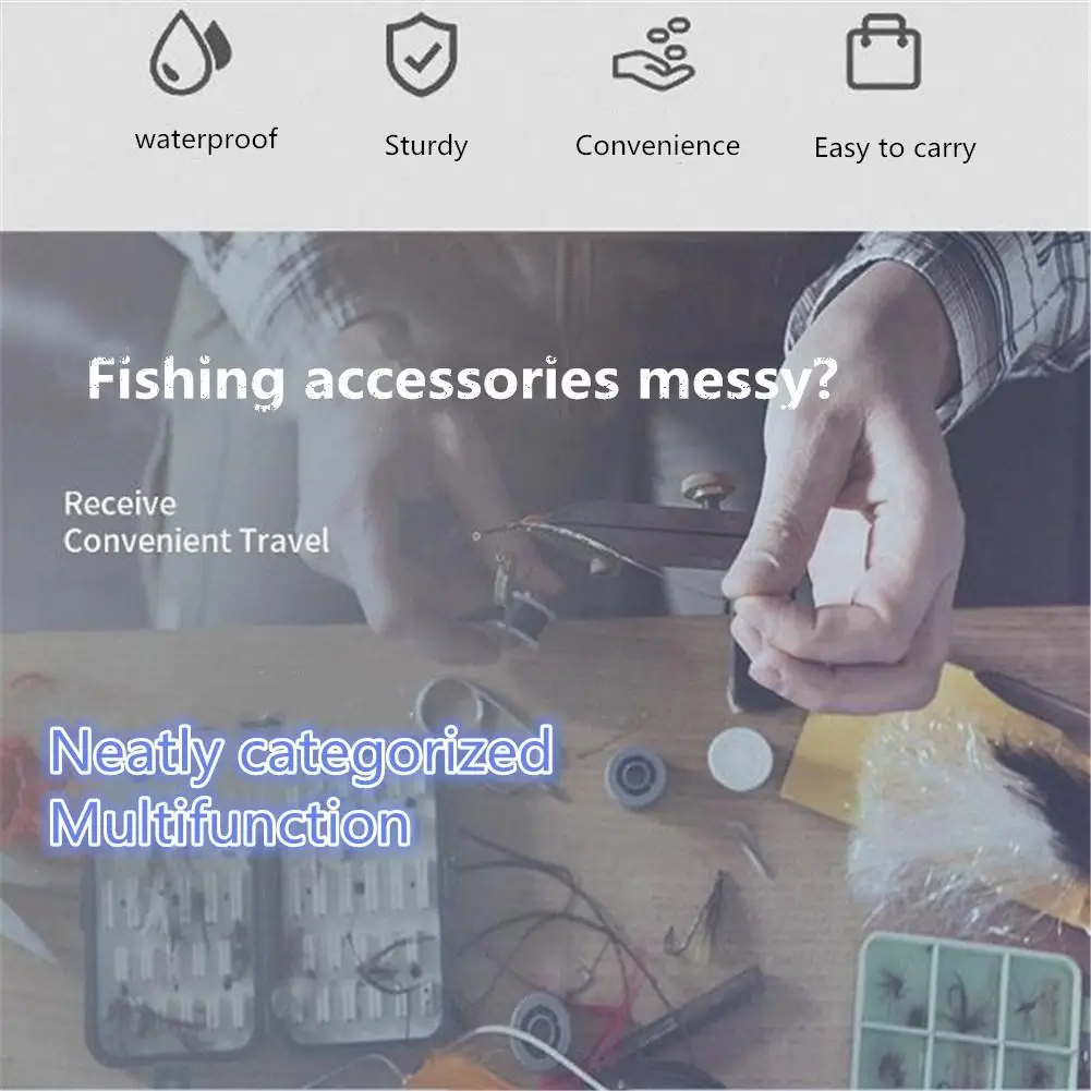 

Mounchain 12 Grids Fishin Portable Tackle Box Multi-functional Waterproof Fishing Accessories Box Storage Fish Box