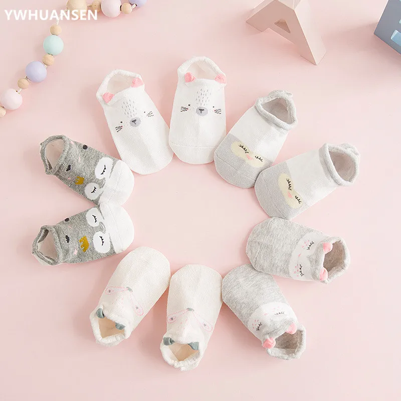 

YWHUANSEN 5 Pairs/lot Spring Summer Kids Boat Socks Invisible Children Cotton Socks for Girls Low Cut Socks On the Boy