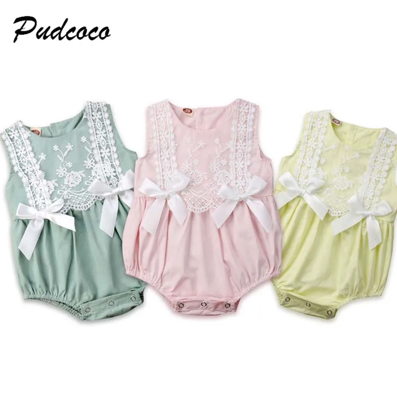 2019 Brand New Infant Newborn Baby Girls Clothing Lace Ruffles Bodysuit Jumpsuit Cute Bow Sunsuit Summer Costume Princess | Мать и