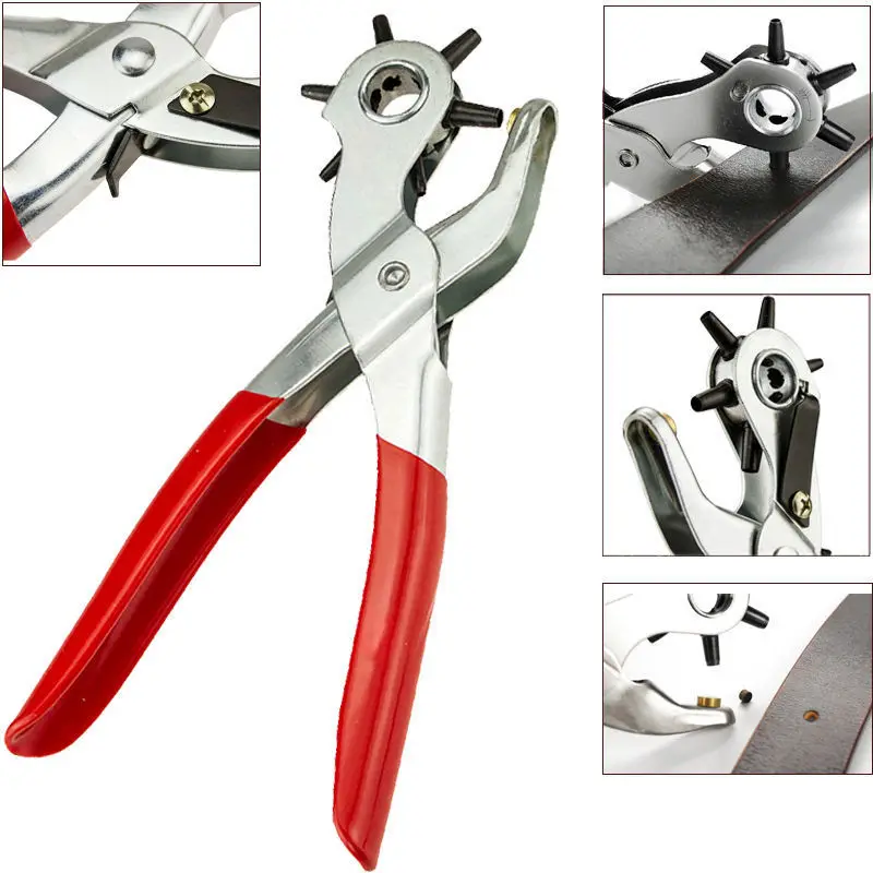 Punch Plier Eyelet Puncher Revolve Leather Belt Hole Sewing Machine Bag Setter Tool Watchband Strap Household leathercraft | Дом и сад