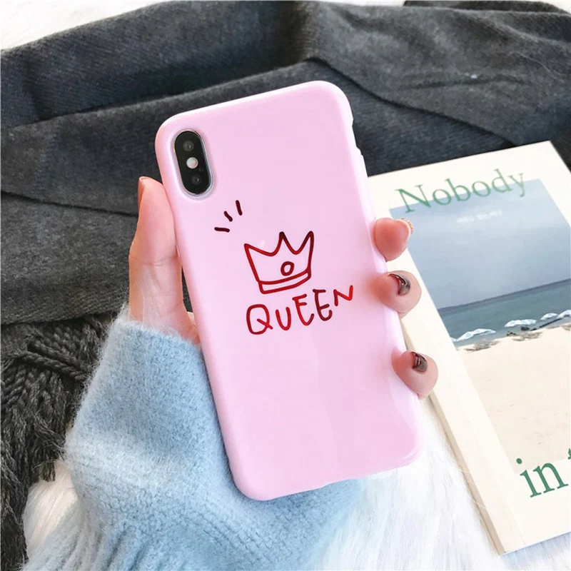 Lovebay Fashion 3D Crown Phone Case For iPhone X XR XS MAX Cover Cases 6 6S 7 8 Plus King Queen Soft TPU Glossy Coque |