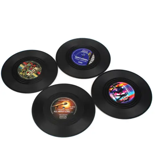 Виниловый коврик для кофейной чашки в стиле ретро с компакт-диском подставки