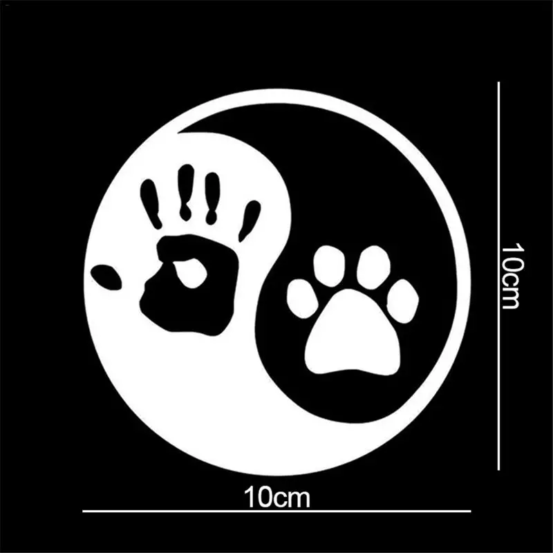 Автомобильная наклейка 10*10 см Yin и Yang Cat отпечатки собачьих лап пальмовый принт