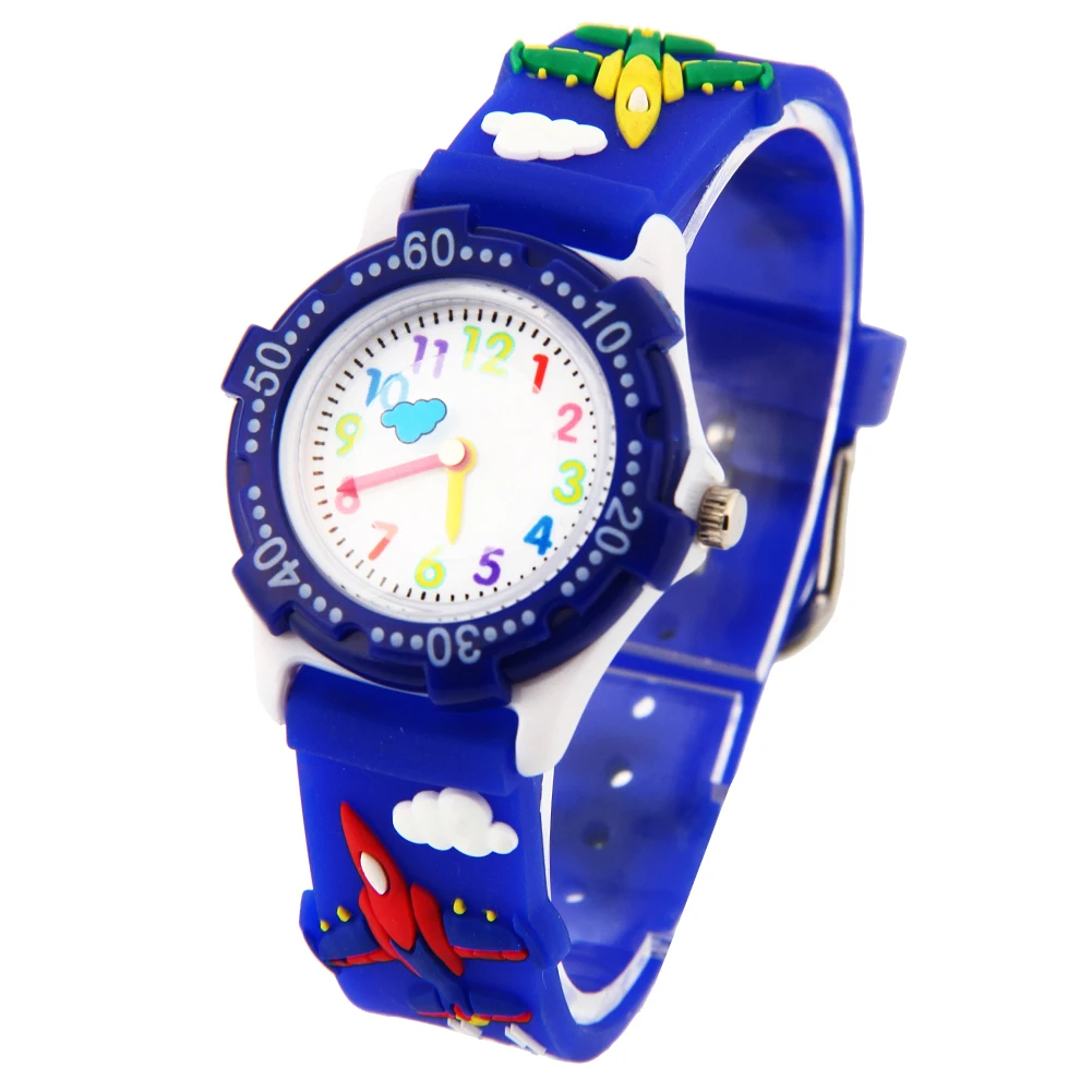 Детские часы с регулируемым милым 3D мультяшным круглым циферблатом и пряжкой