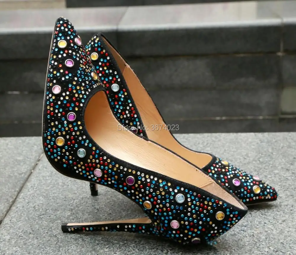 Qianruiti sapato feminino роскошные женские Разноцветные кристаллы Туфли-лодочки