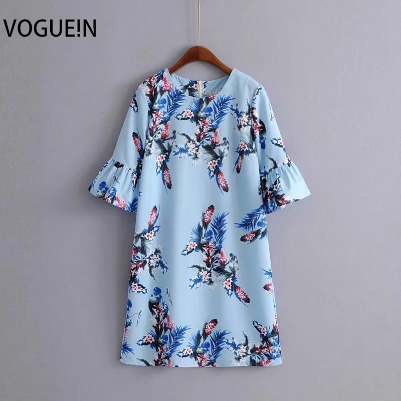 Женское пляжное мини-платье VOGUEIN голубое ТРАПЕЦИЕВИДНОЕ ПЛАТЬЕ С Коротким