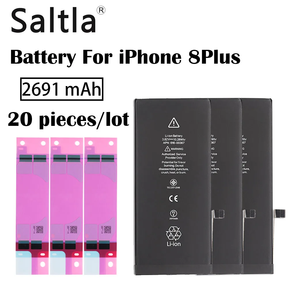 Saltla Оригинальный батарея для iPhone 8 Plus 20 шт./лот реального ёмкость 2691 мАч NewMobile