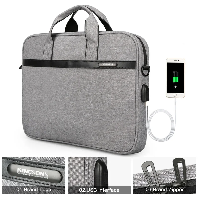 KINGSONS Laptop Sleeve Bag Waterproof Notebook Tablet Bags Case Messenger Shoulder for Men | Багаж и сумки
