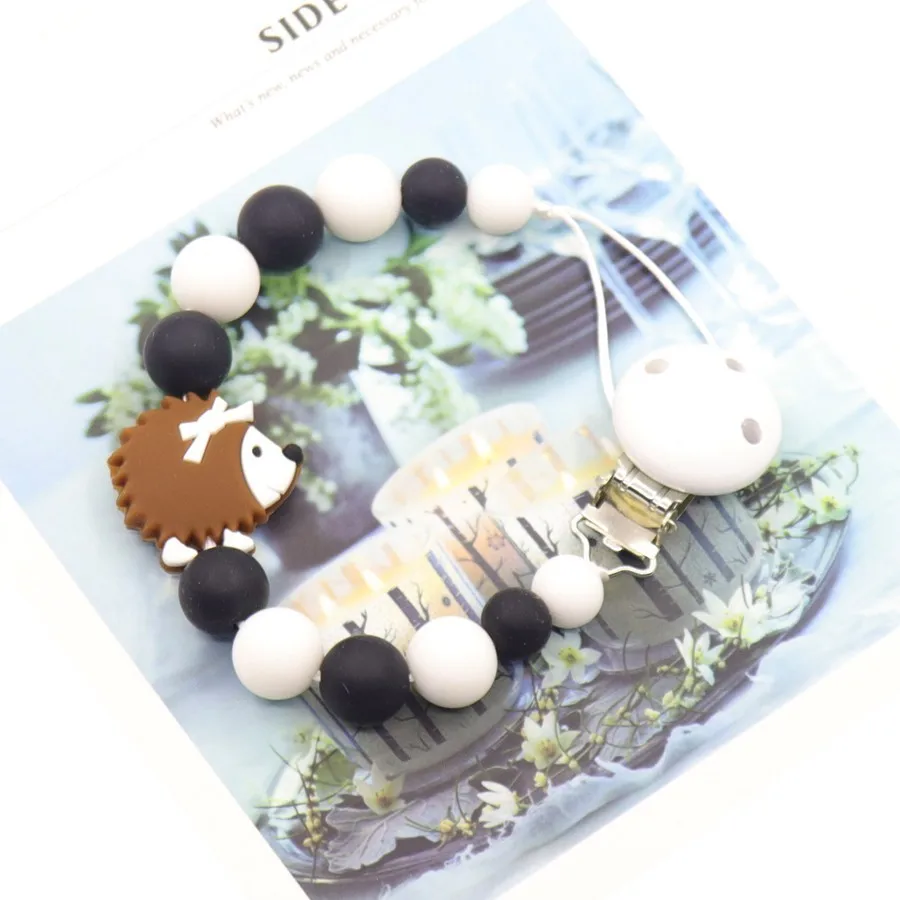food grade silicone tooth gel nipple clip beads and small hedgehog pacifier chain fake | Мать и ребенок