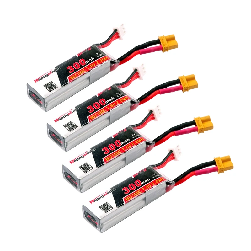 Горячая Распродажа Lipo Battery Happymodel 2S 300mAh 7 6 V HV 80C перерабатываемый для Whoop Mobula7 FPV RC Mini